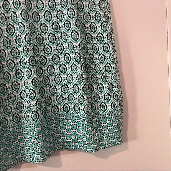 Tommy Bahama Pima Cotton Geometric Pattern Dress V-Neck Size Small Teal Green - Picture 8 of 10